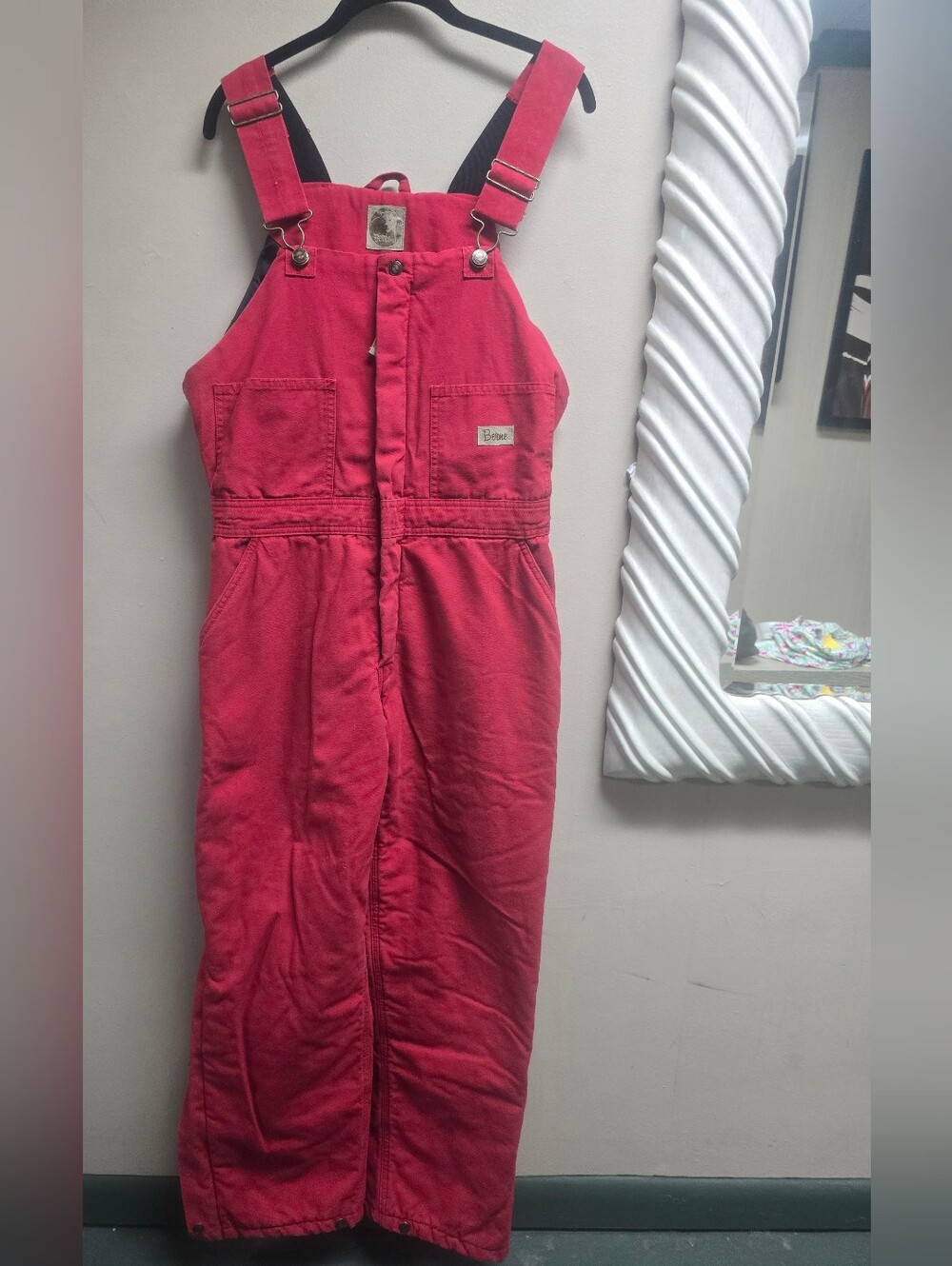 Berne Women’s Insulated Red Bib Overalls Large Regular 14/16 L Quilted Lined